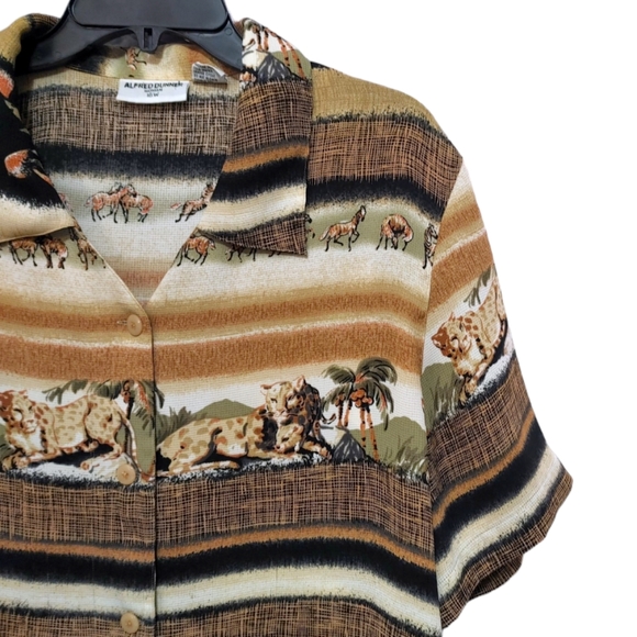 Alfred Dunner Vintage African Animal Leopard Zebra Stripe Shirt Women's Size 16w - Picture 4 of 8